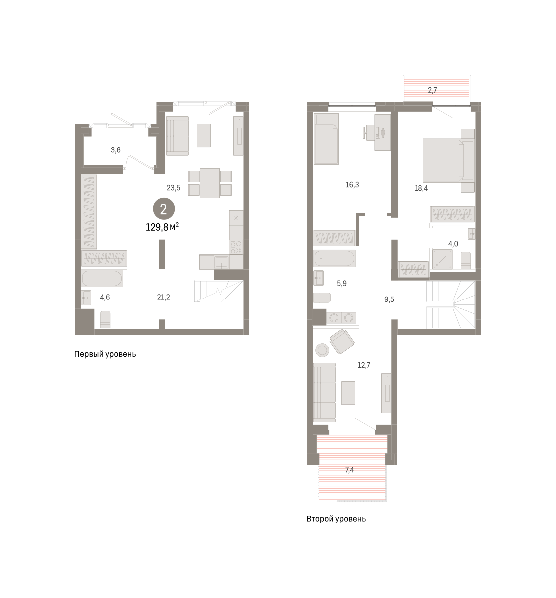 2-комнатная 129 м2 в ЖК Речной порт корпус null этаж 1