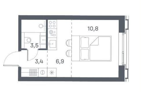Студия 24.1 м2 в ЖК undefined корпус null этаж 8