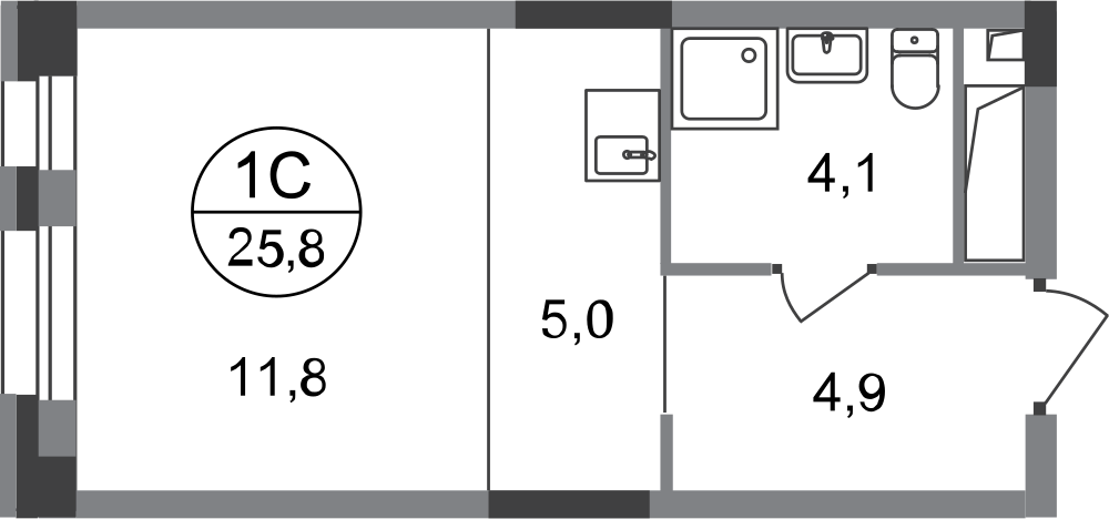 Студия 25 м2 в ЖК Первый Московский корпус null этаж 15