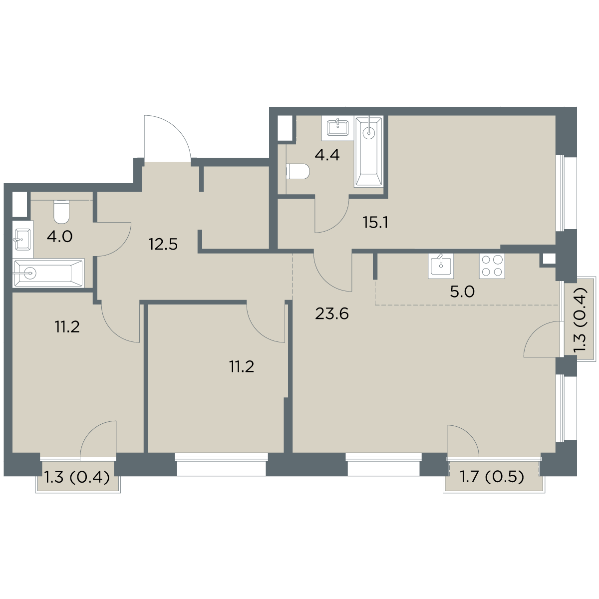 4-комнатная 88 м2 в ЖК Станиславский корпус null этаж 6
