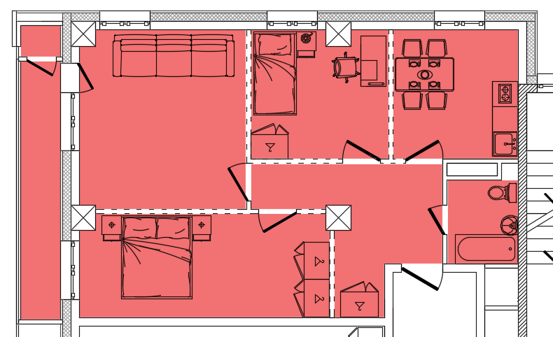 3-комнатная 69.1 м2 в ЖК undefined корпус null этаж 2