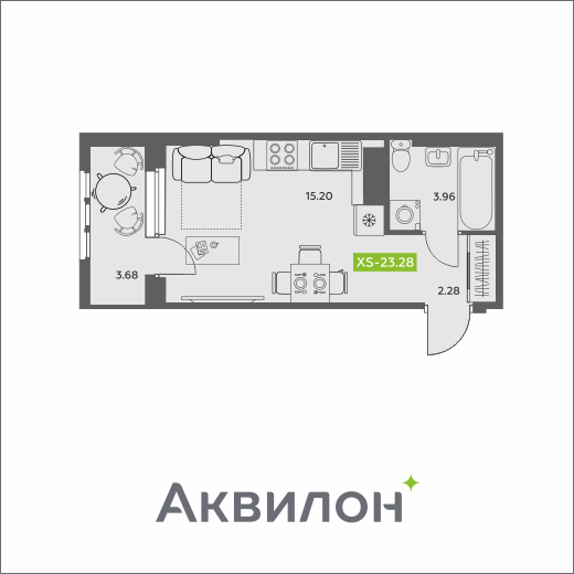 Студия 23 м2 в ЖК Аквилон АКВАРТАЛ корпус null этаж 11