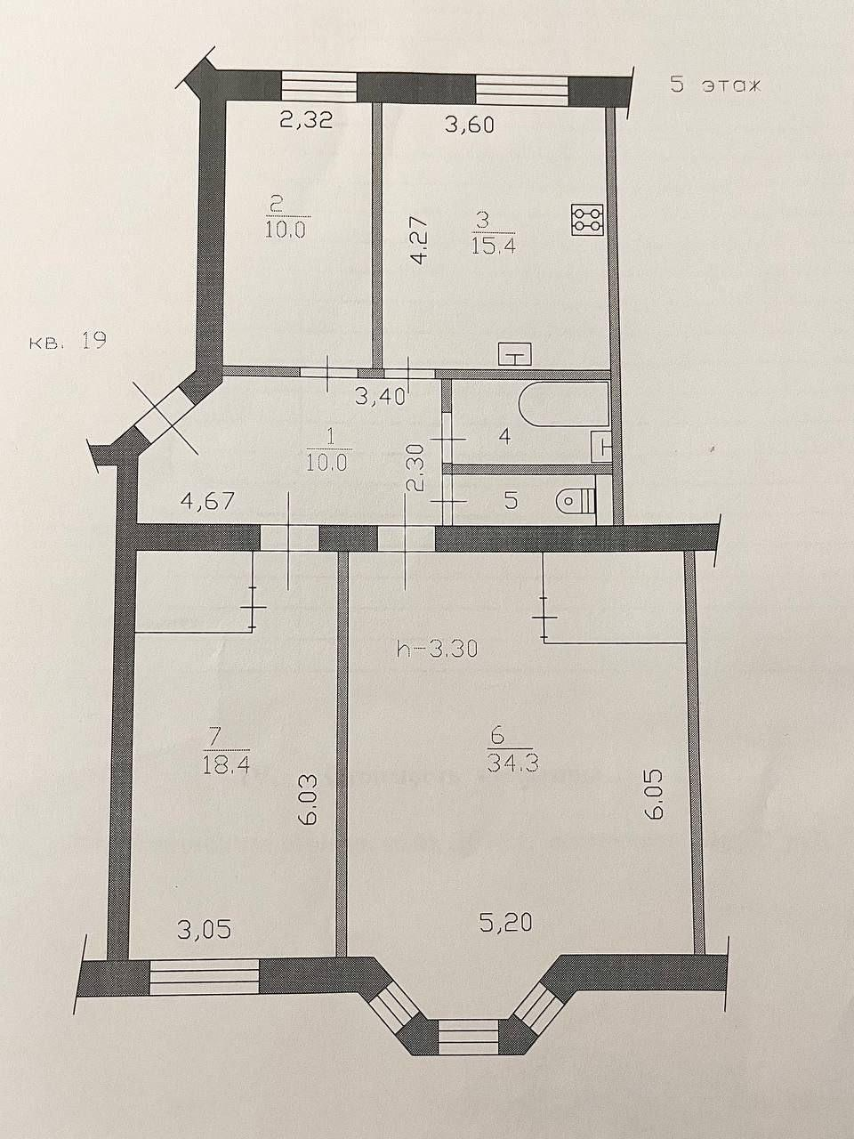 3-комнатная 93.6 м2 в ЖК undefined корпус null этаж 5