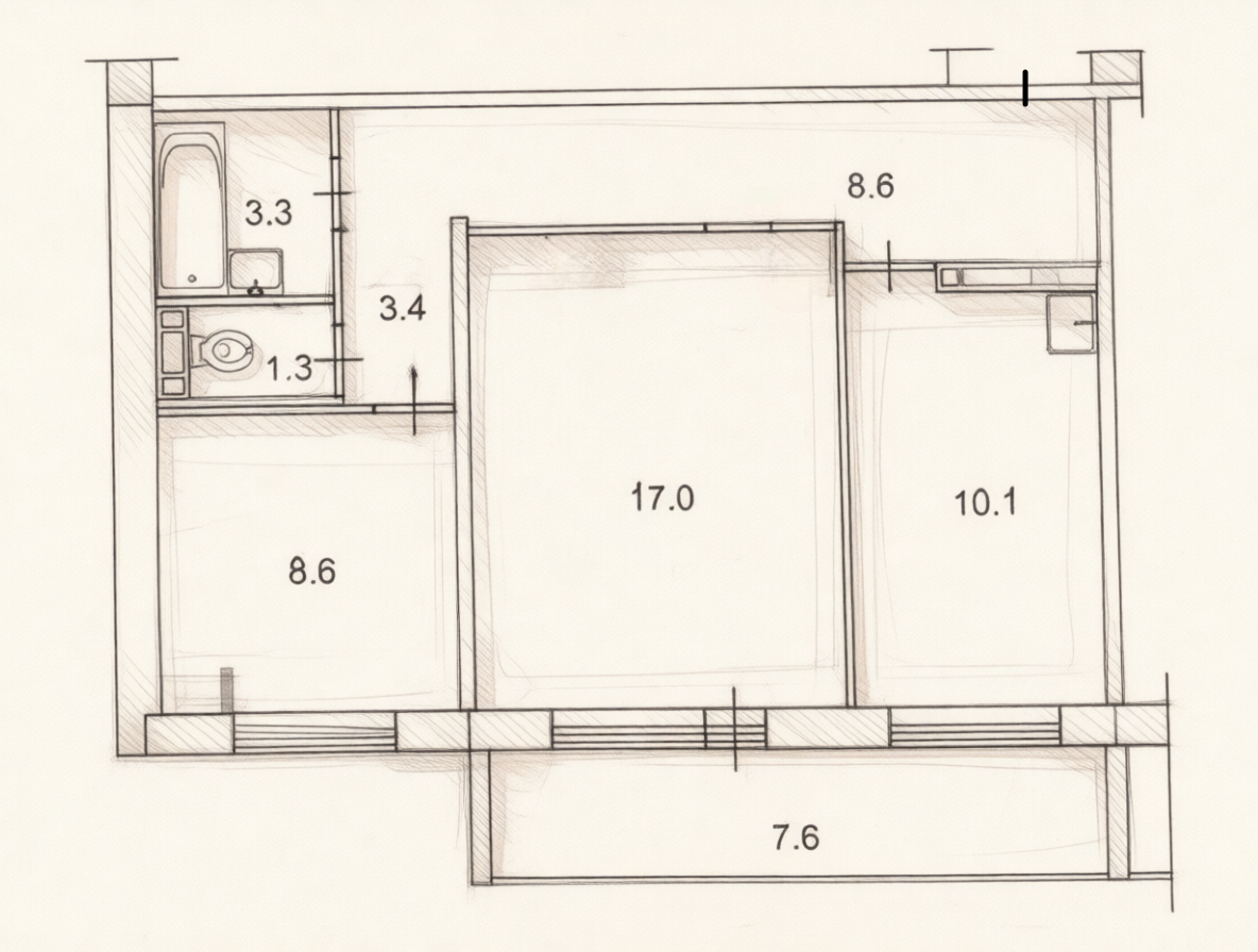 2-комнатная 52.3 м2 в ЖК undefined корпус null этаж 5