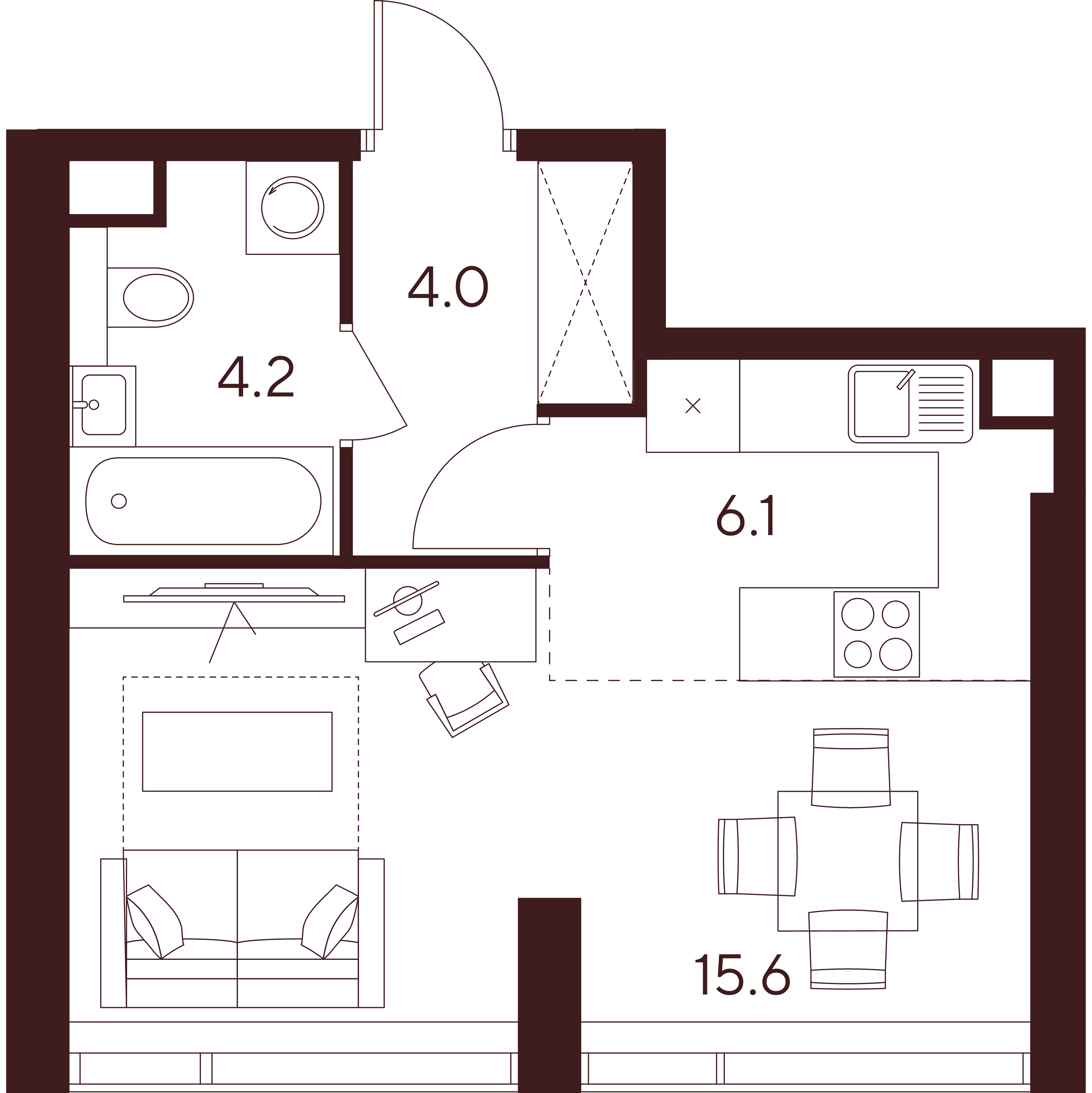 Студия 29 м2 в ЖК Indy Towers корпус null этаж 2