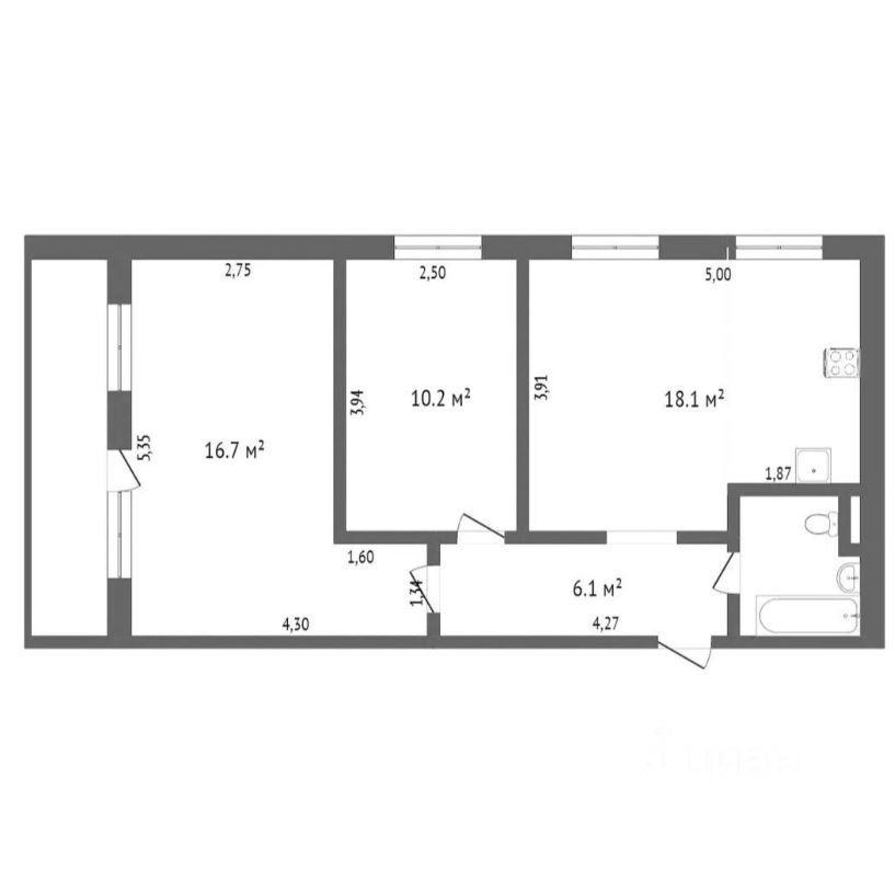 2-комнатная 58 м2 в ЖК undefined корпус null этаж 1