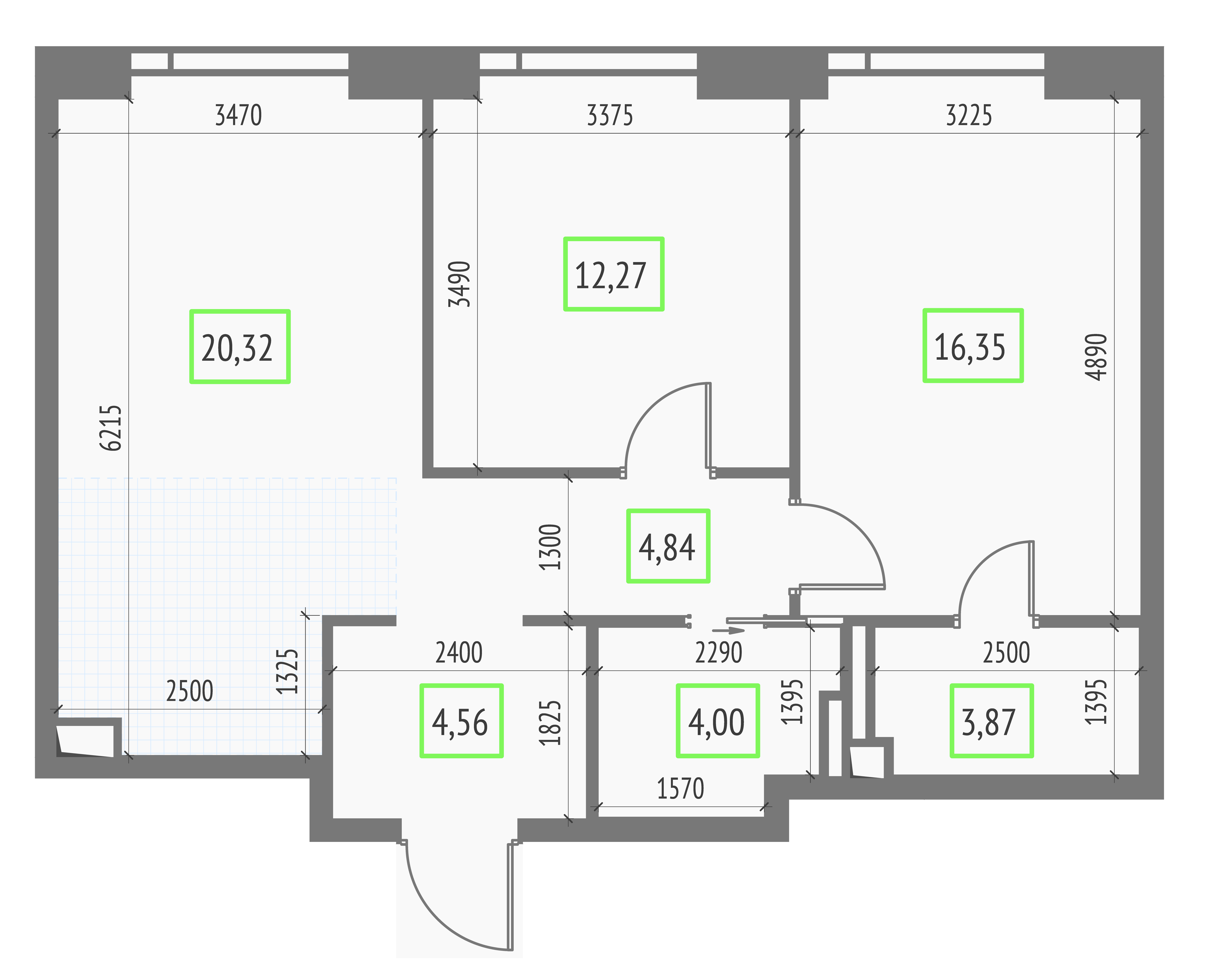 2-комнатная 66 м2 в ЖК Upside Towers корпус null этаж 13