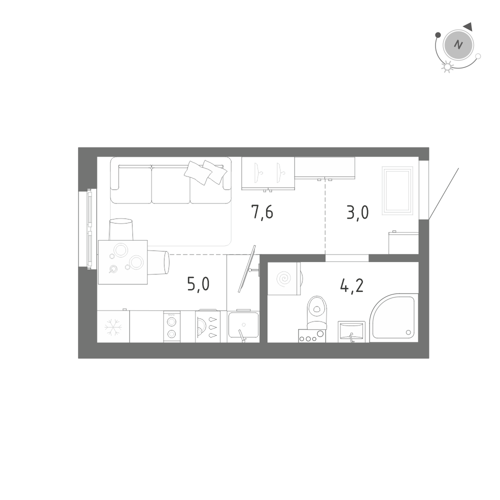 Студия 19 м2 в ЖК Клюква.Парк корпус null этаж 2