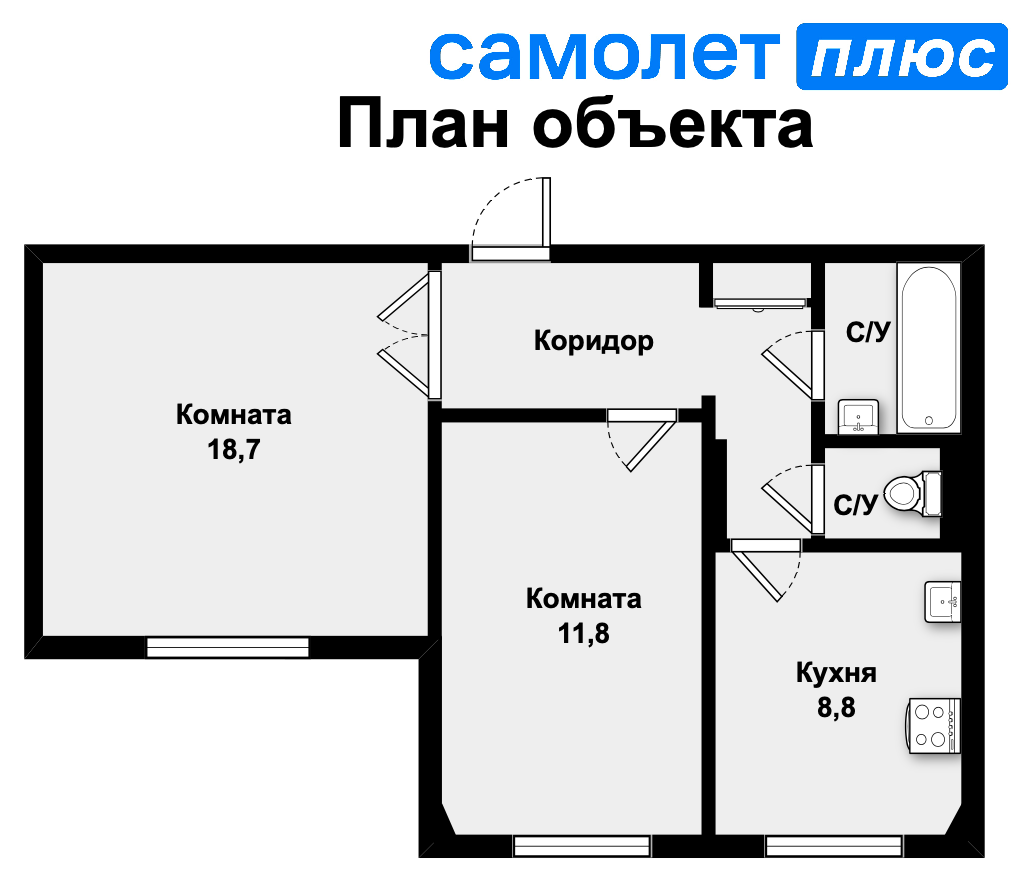 2-комнатная 50.4 м2 в ЖК undefined корпус null этаж 1