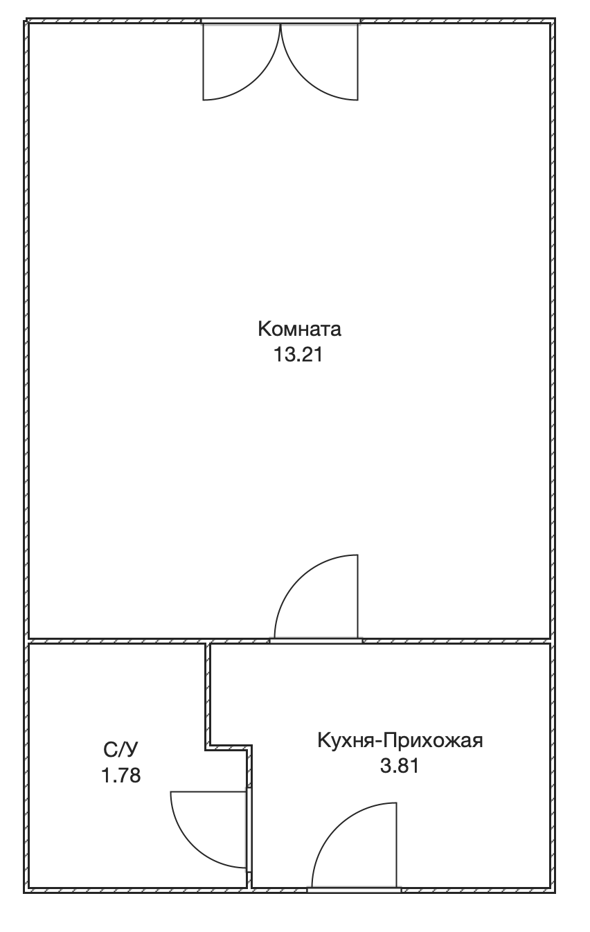 1-комнатная 18.8 м2 в ЖК undefined корпус null этаж 1