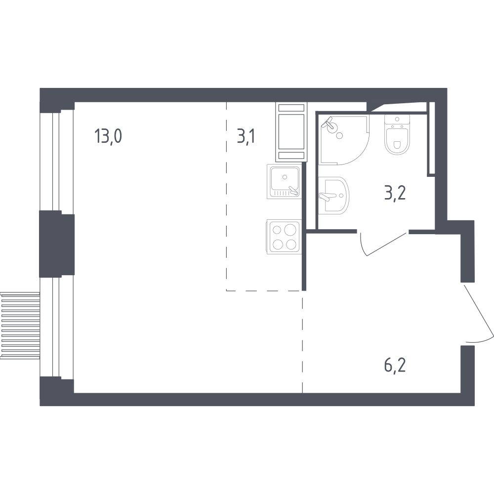Студия 25 м2 в ЖК Мытищи Парк корпус null этаж 6