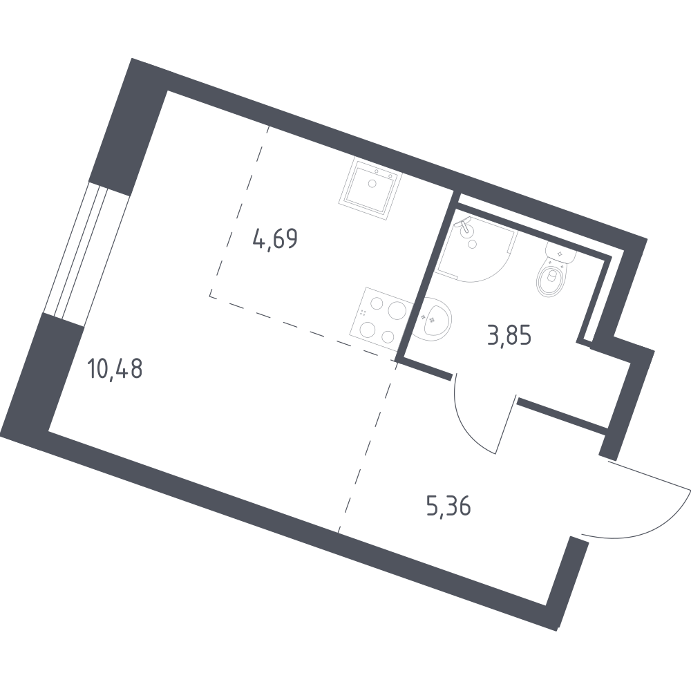 Студия 24 м2 в ЖК Квартал Лаголово корпус null этаж 1