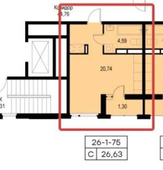 Студия 26.6 м2 в ЖК undefined корпус null этаж 6