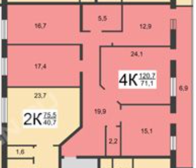 4-комнатная 118.8 м2 в ЖК undefined корпус null этаж 7