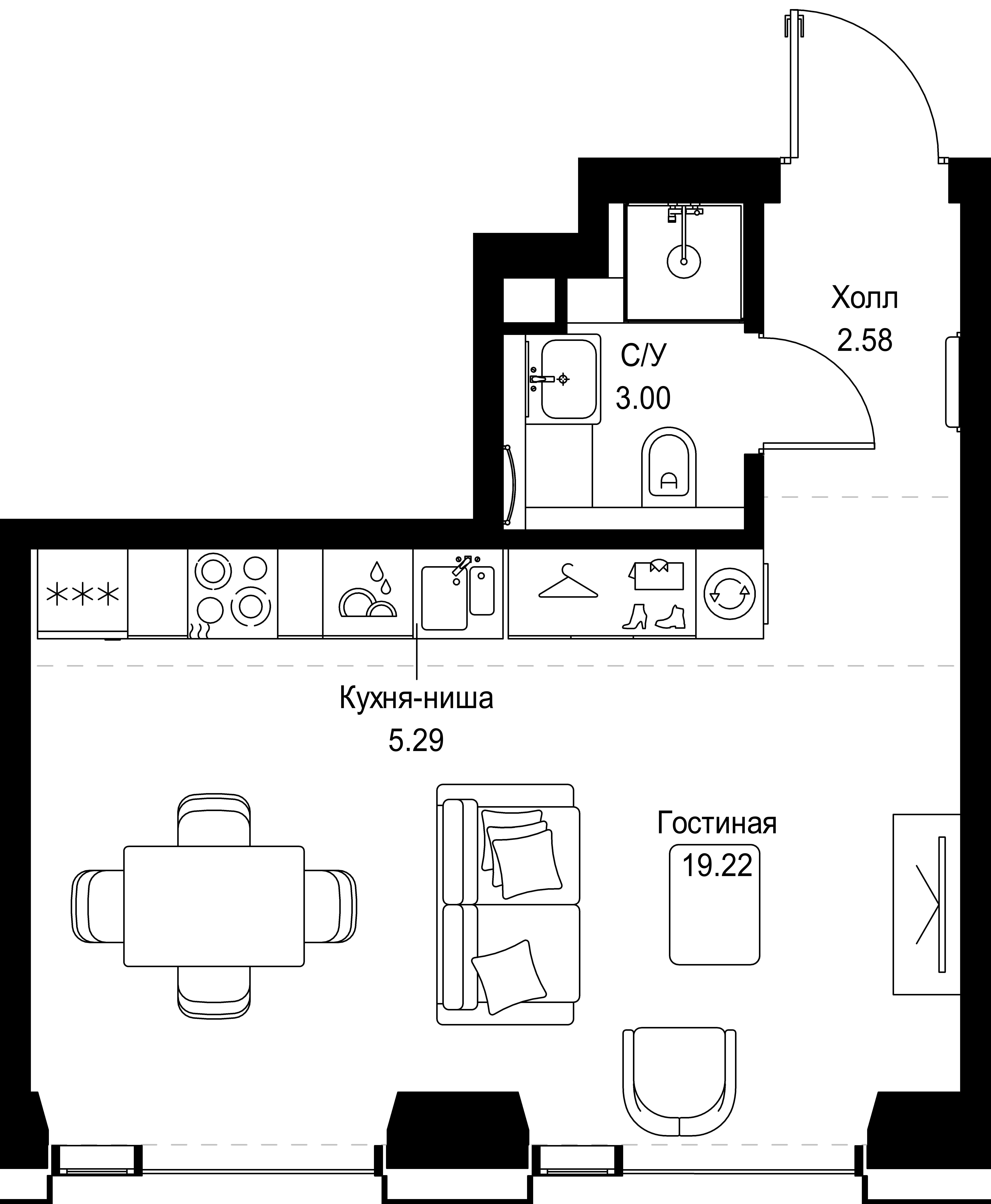 Студия 30 м2 в ЖК SET корпус null этаж 14