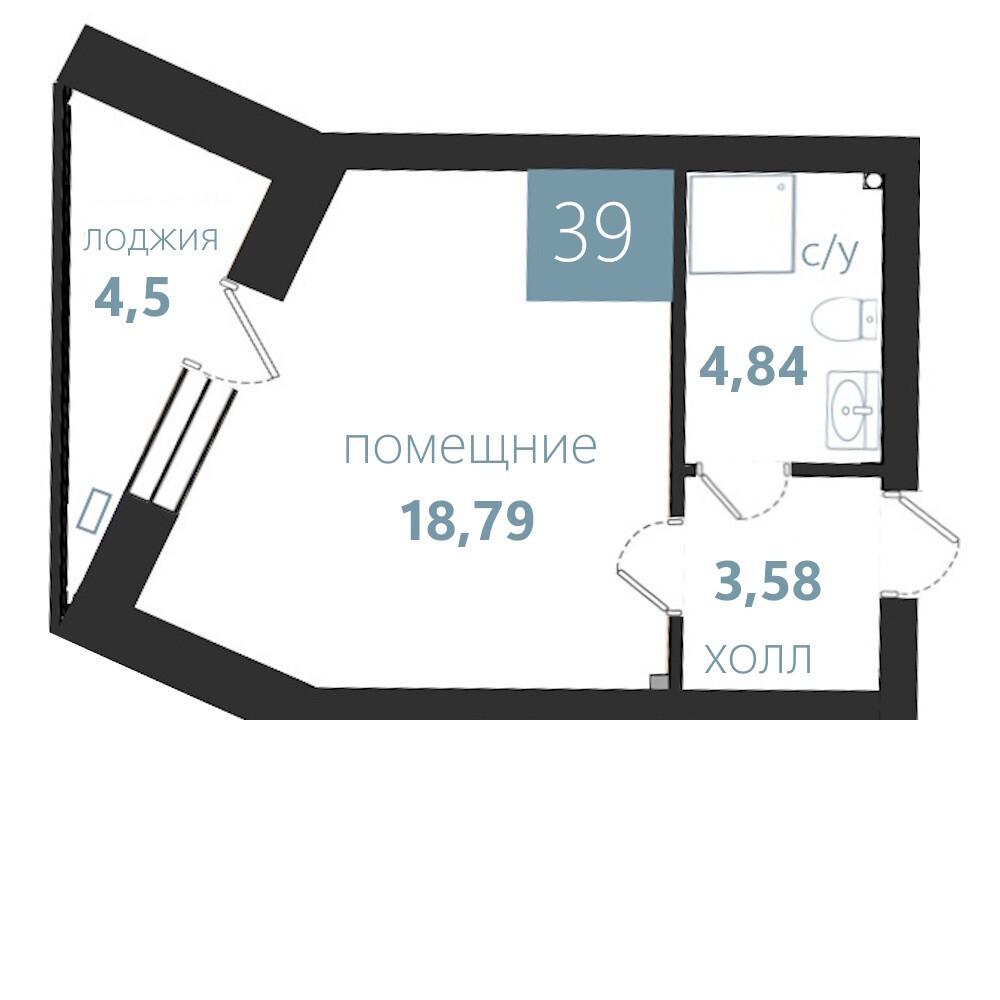 1-комнатная 31 м2 в ЖК Апарт-комплекс «Престиж парк» корпус null этаж 2