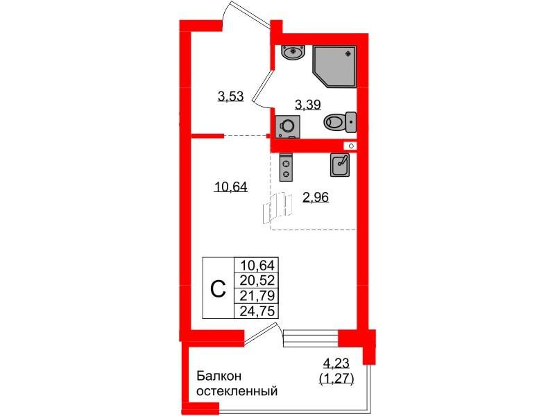 Студия 21 м2 в ЖК Консул корпус null этаж 9