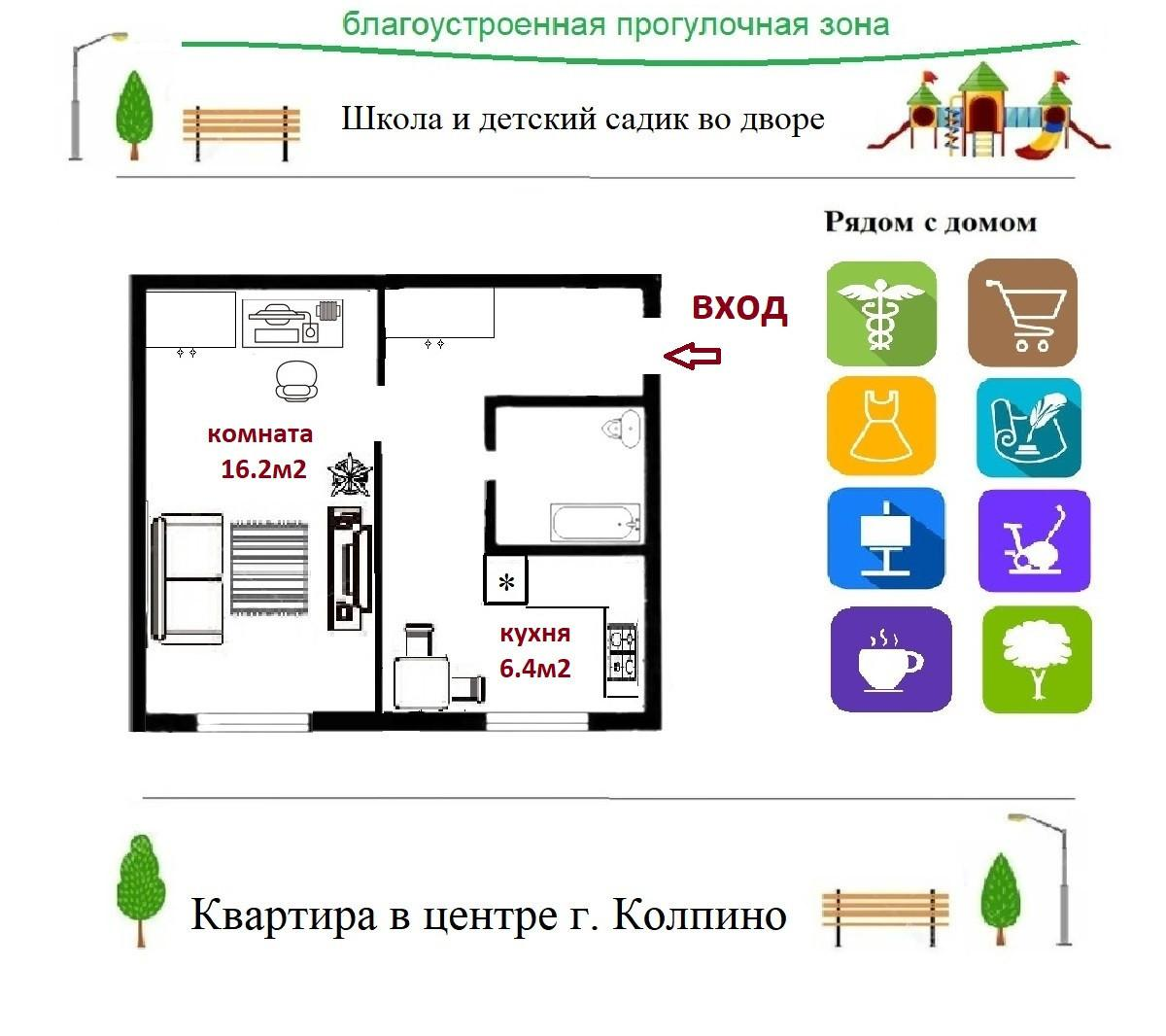 1-комнатная 31 м2 в ЖК undefined корпус null этаж 2