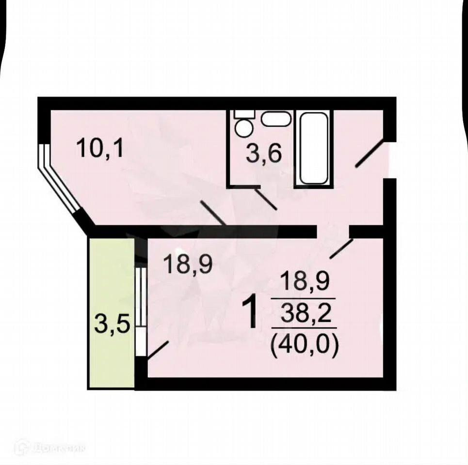 1-комнатная 40 м2 в ЖК undefined корпус null этаж 14