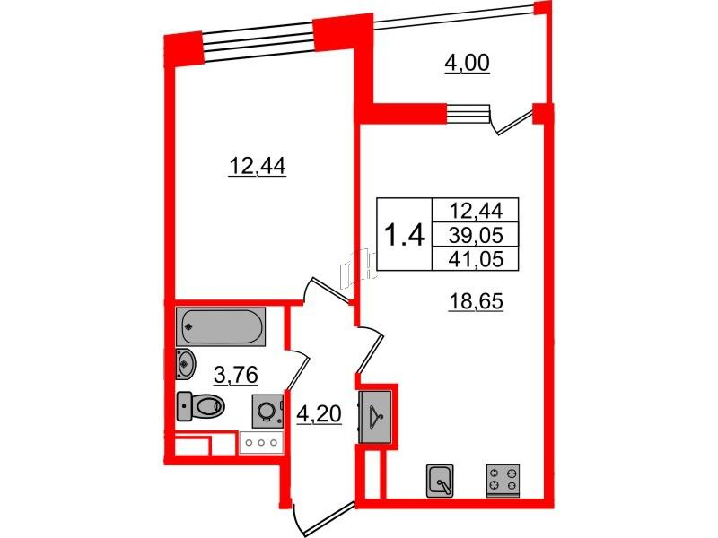 1-комнатная 39 м2 в ЖК Бионика Заповедная корпус null этаж 11
