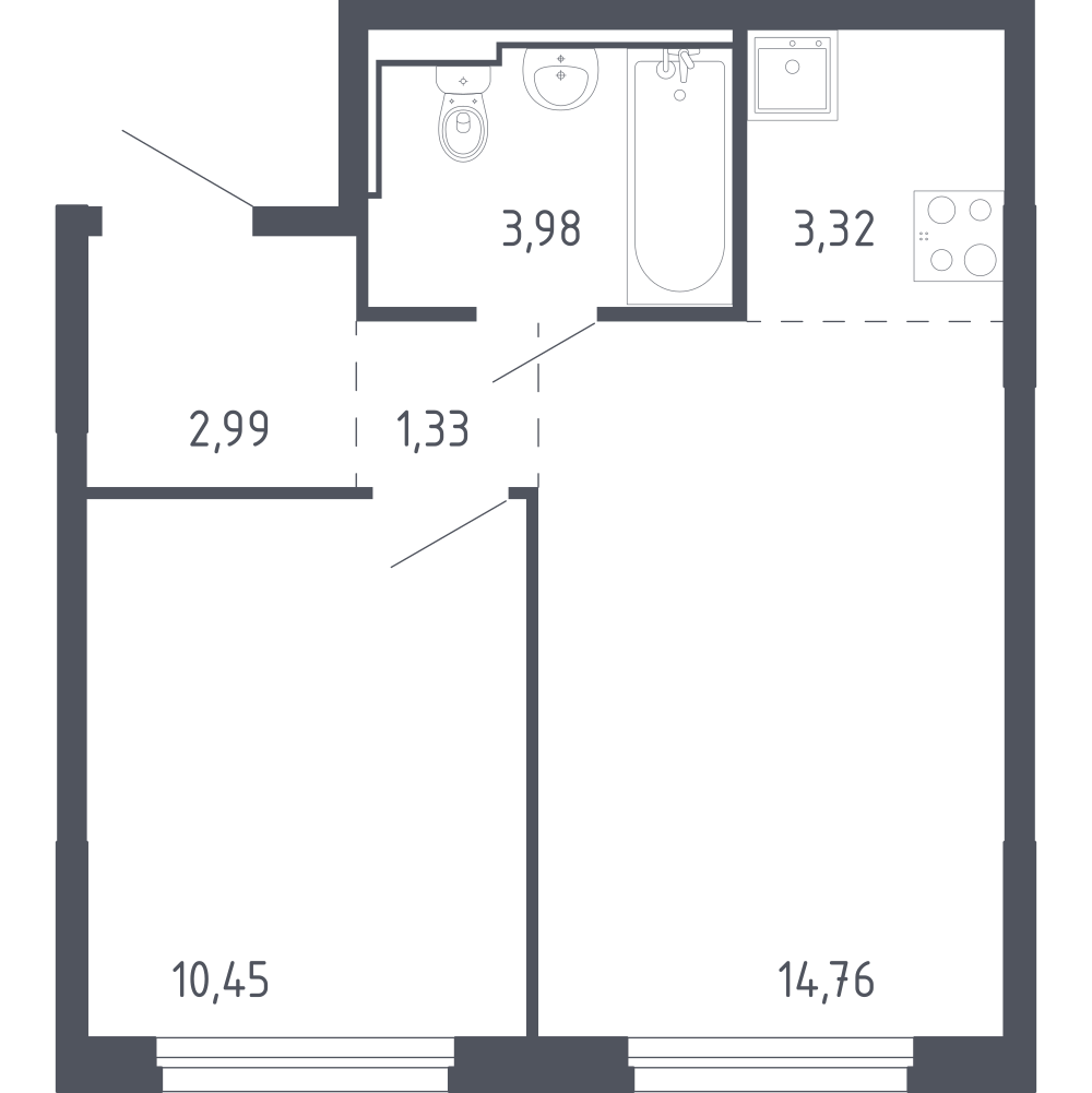 Студия 36 м2 в ЖК Чаркова 72 корпус null этаж 14