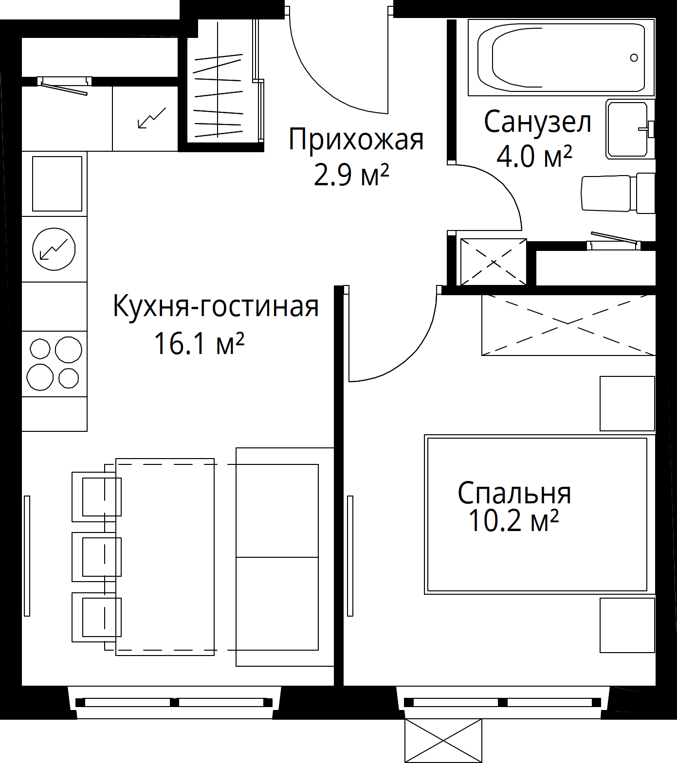 1-комнатная 33 м2 в ЖК Эко Видное 2.0 корпус null этаж 10