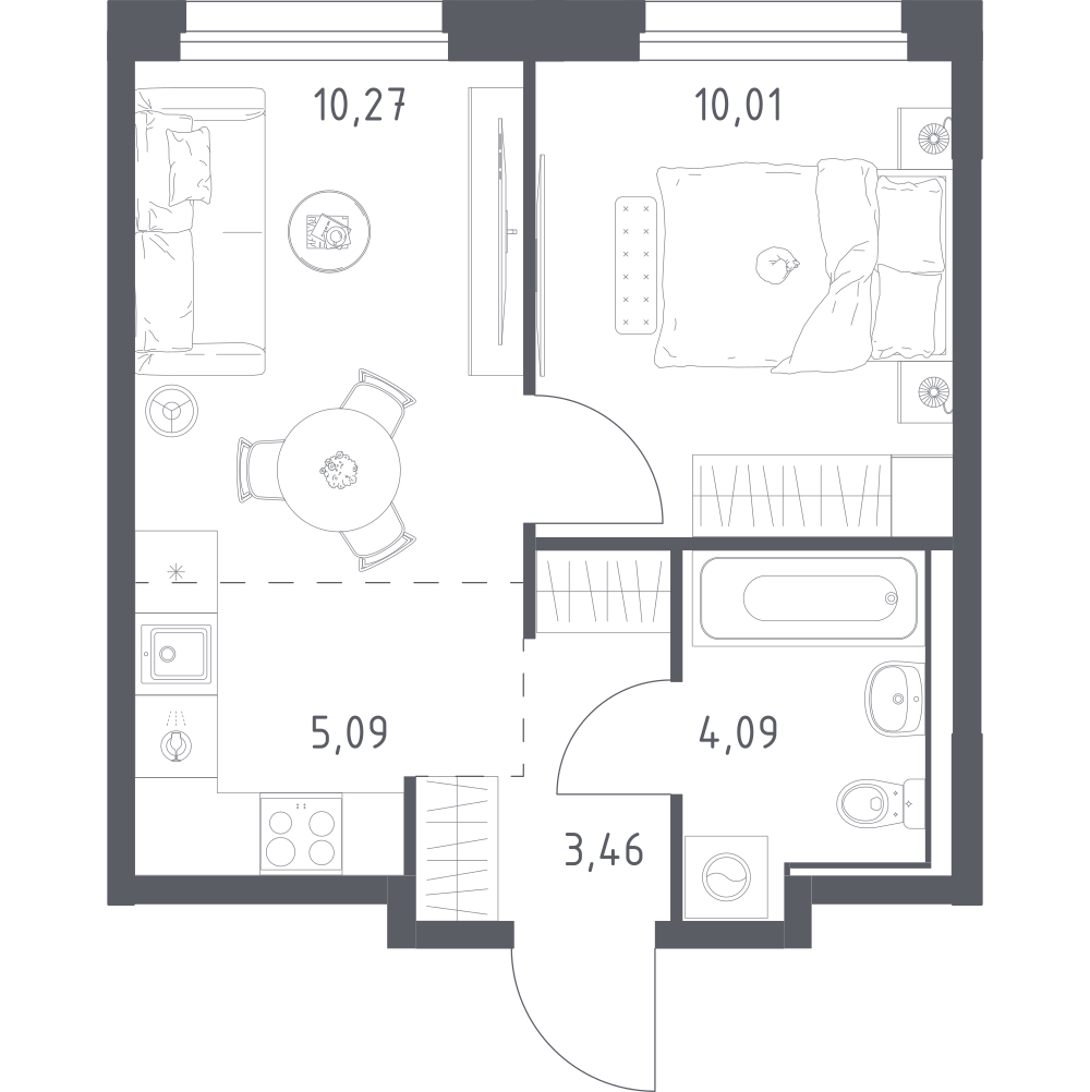 Студия 32 м2 в ЖК Прибрежный парк корпус null этаж 2