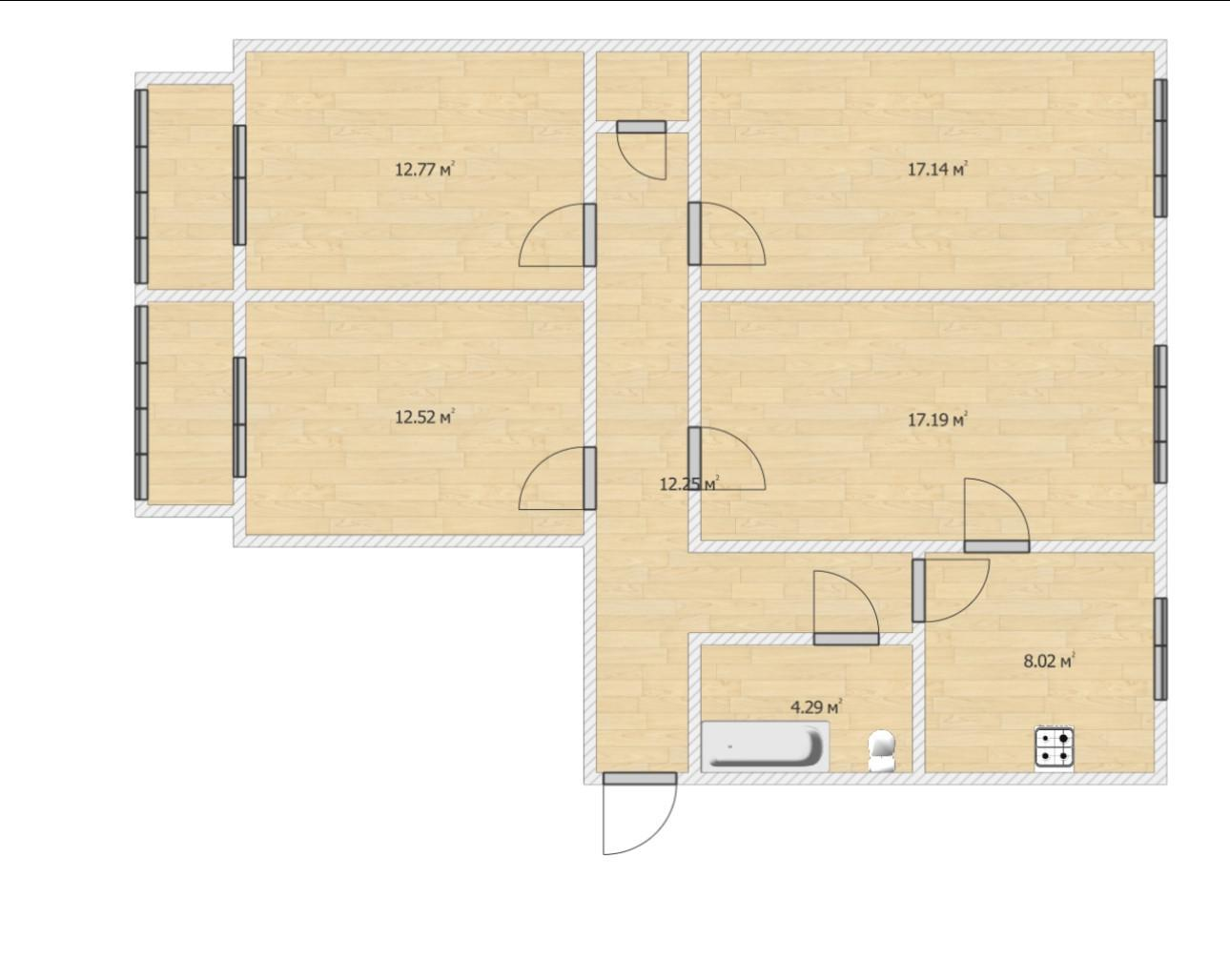 4-комнатная 88.4 м2 в ЖК undefined корпус null этаж 8