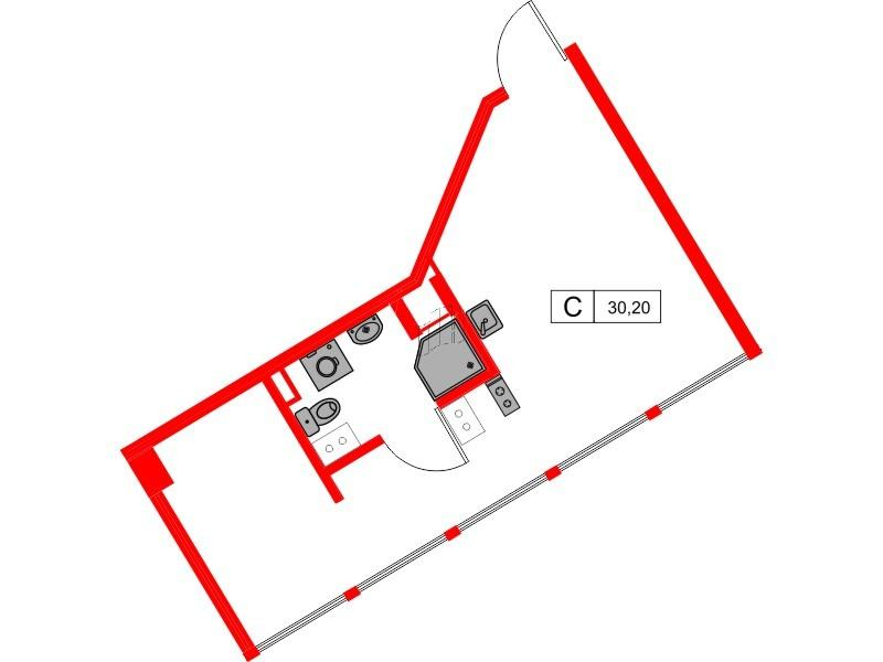 Студия 30 м2 в ЖК МОСКО корпус null этаж 6