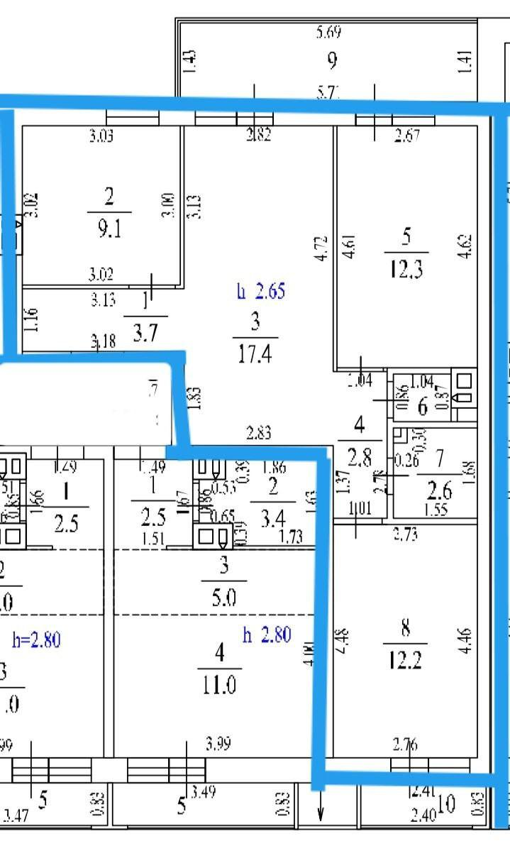 3-комнатная 71.1 м2 в ЖК undefined корпус null этаж 5