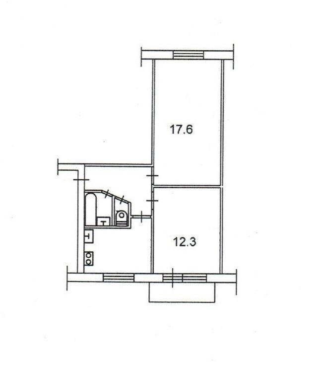 2-комнатная 43.3 м2 в ЖК undefined корпус null этаж 4