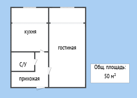 1-комнатная 50 м2 в ЖК undefined корпус null этаж 8