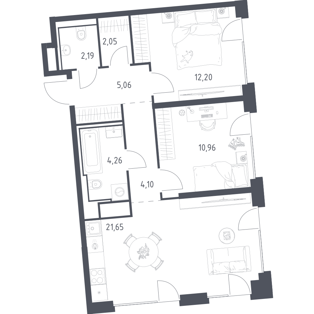 Студия 62 м2 в ЖК Квартал на воде корпус null этаж 9
