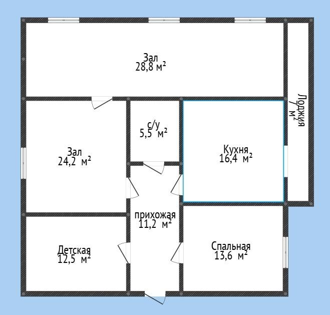 4-комнатная 113 м2 в ЖК undefined корпус null этаж 4