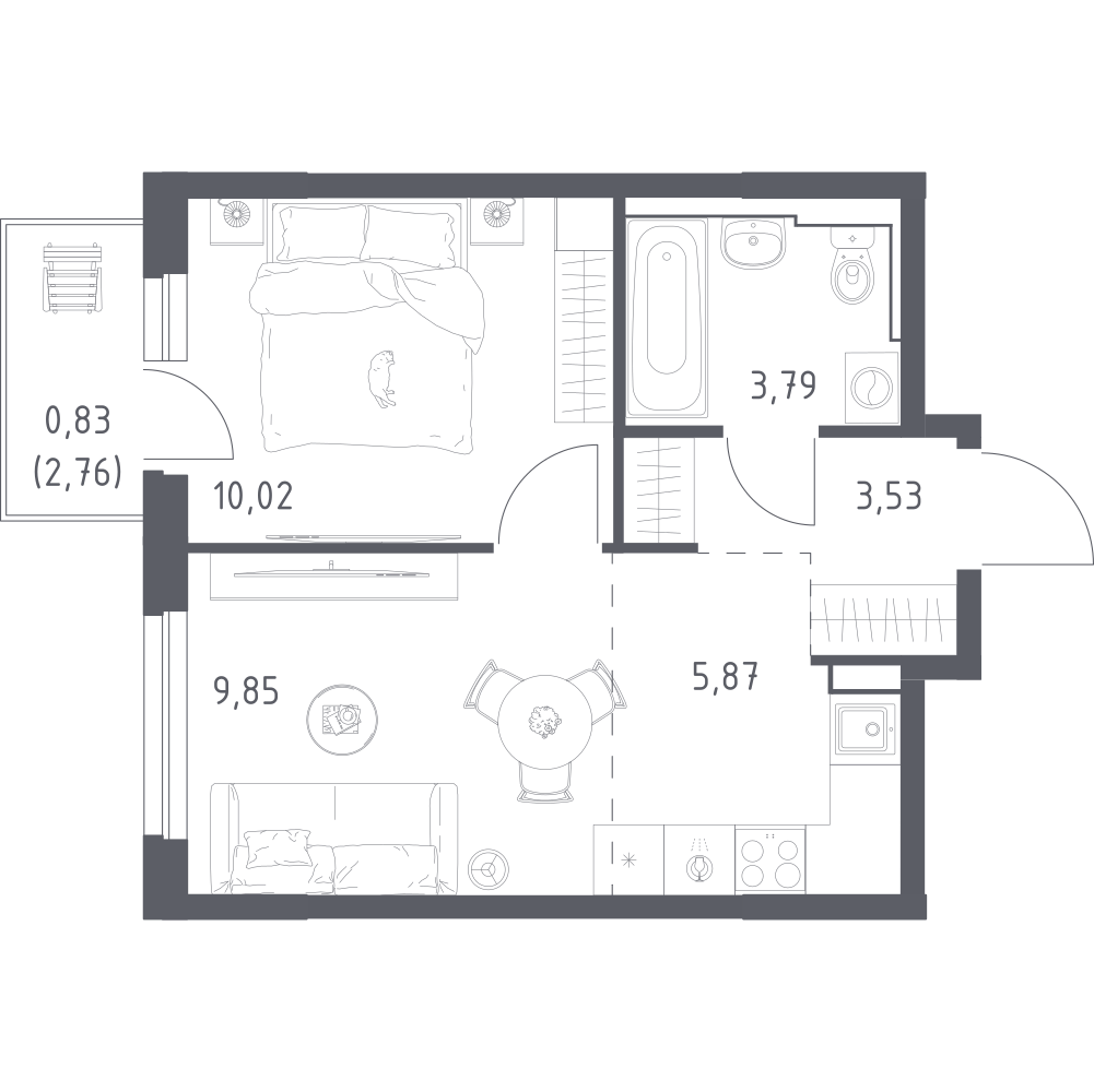 Студия 33 м2 в ЖК Урбан Мартен корпус null этаж 7