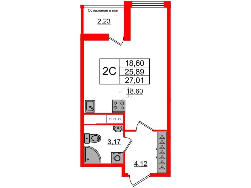 Студия 25 м2 в ЖК Сенат корпус null этаж 10