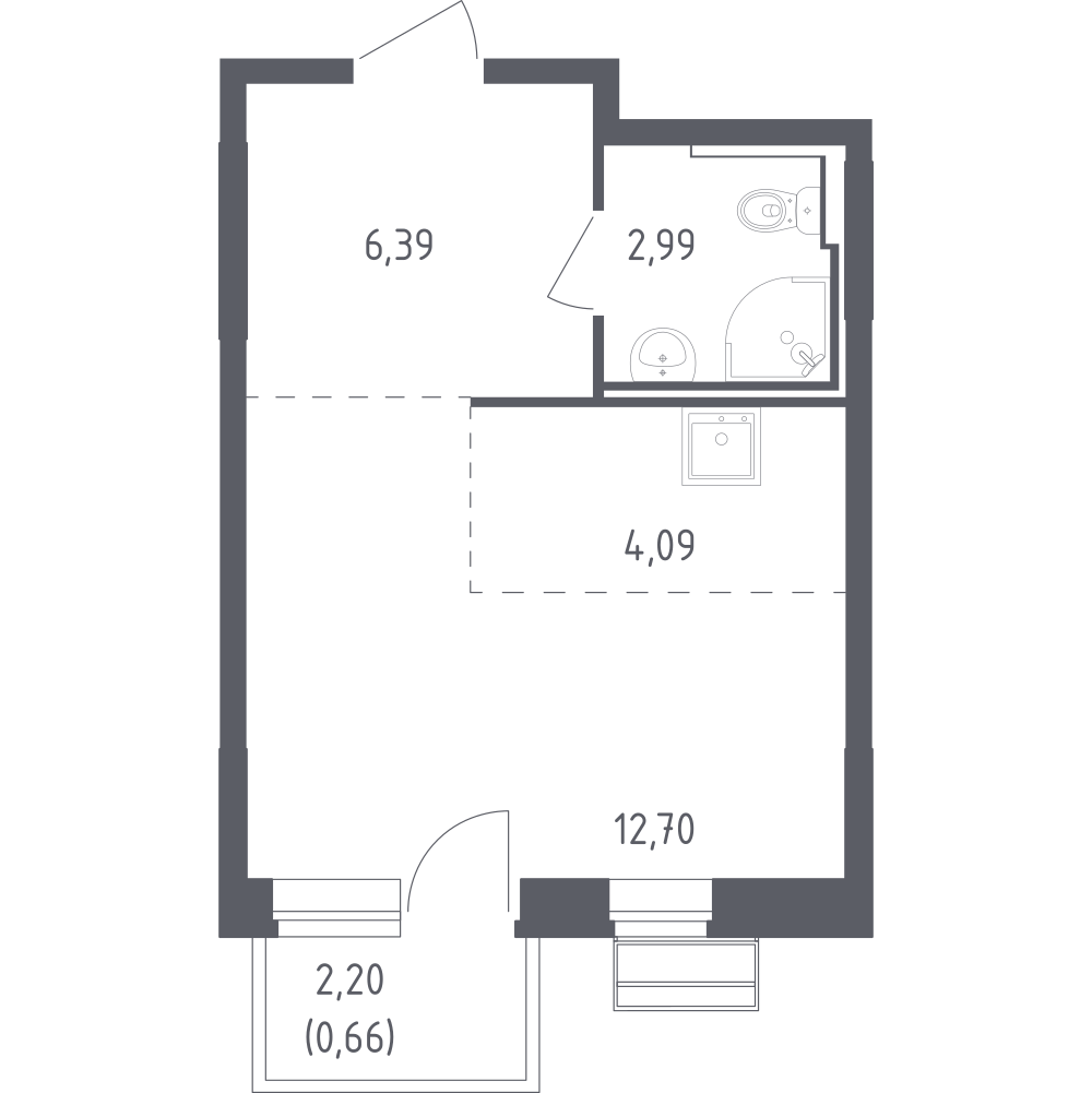 Студия 26 м2 в ЖК Рублёвский Квартал корпус null этаж 3