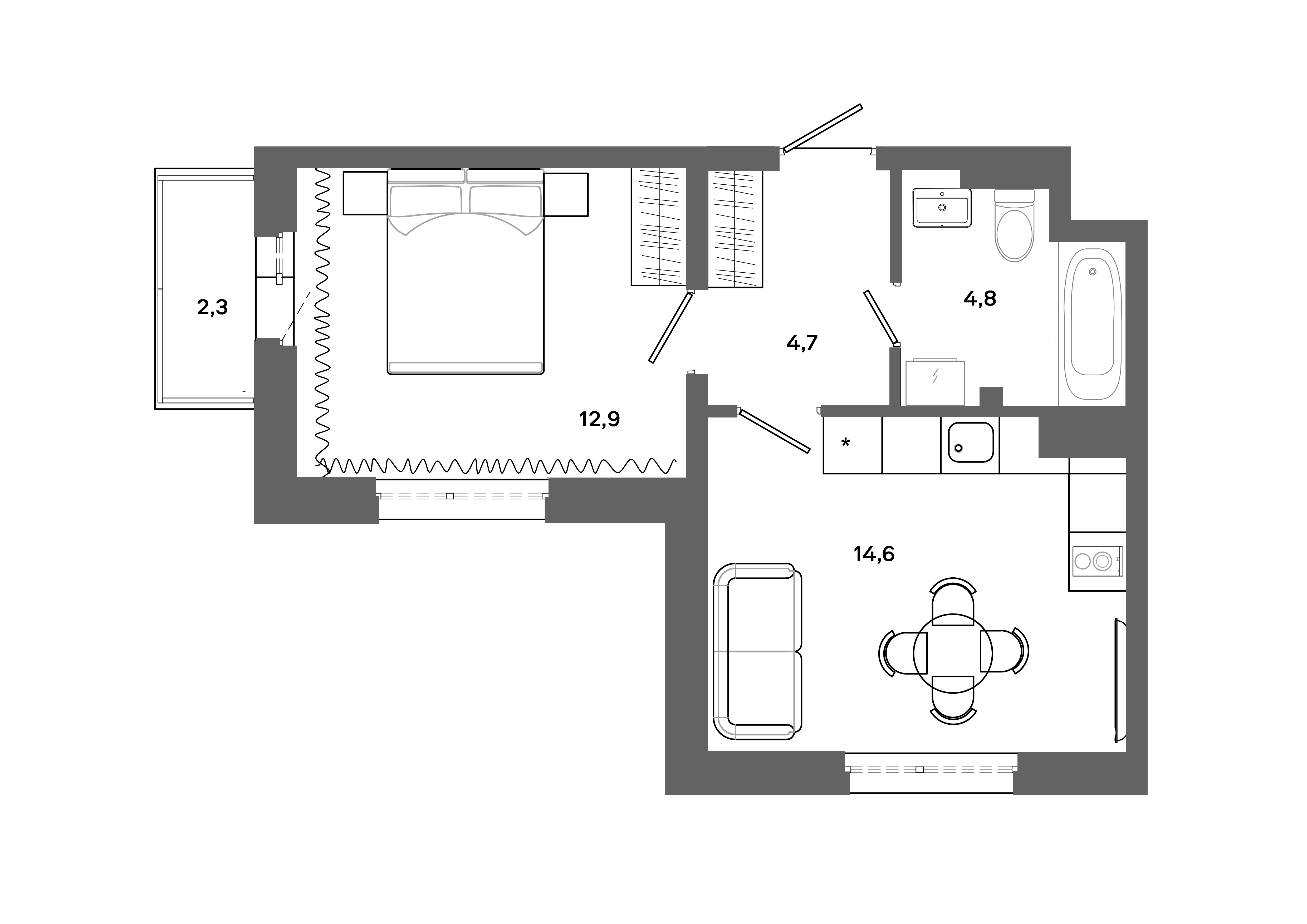 1-комнатная 37 м2 в ЖК Столица корпус null этаж 7