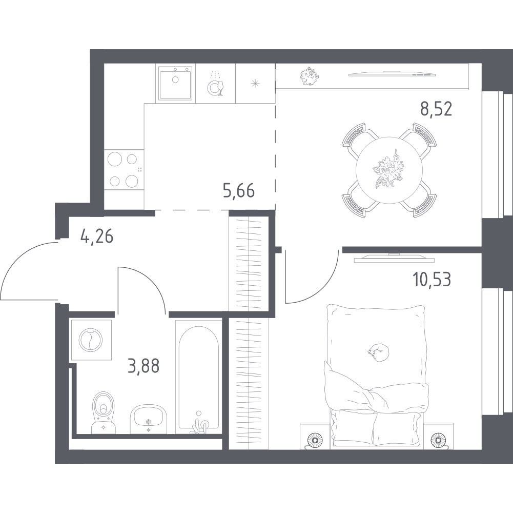 Студия 32 м2 в ЖК Живи! В Рыбацком корпус null этаж 4