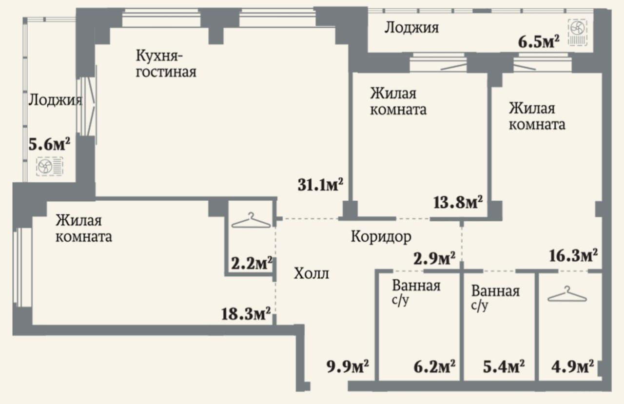 3-комнатная 111 м2 в ЖК undefined корпус null этаж 10