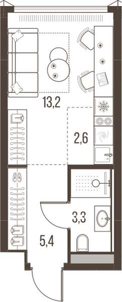 1-комнатная 24 м2 в ЖК High Life корпус null этаж 8