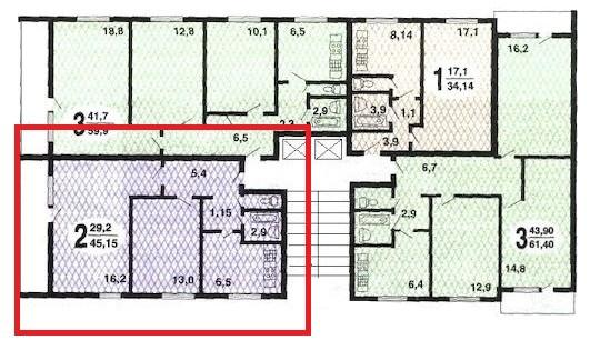 2-комнатная 45.8 м2 в ЖК undefined корпус null этаж 4