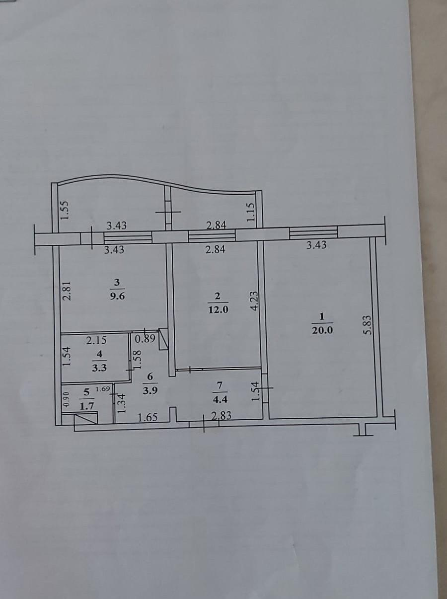 2-комнатная 54.9 м2 в ЖК undefined корпус null этаж 6