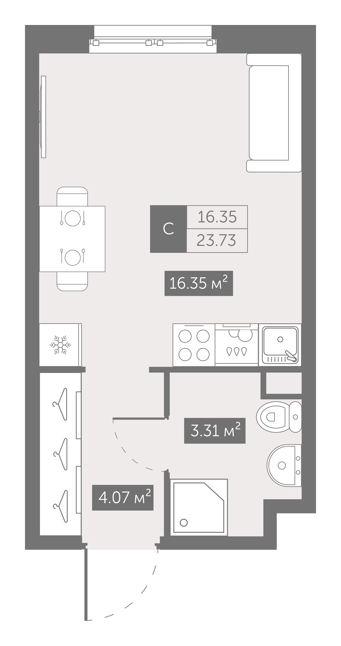 Студия 23 м2 в ЖК  Zoom на Неве корпус null этаж 6