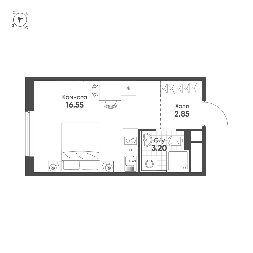 Студия 22 м2 в ЖК AVENUE-APART ПУЛКОВО корпус null этаж 10