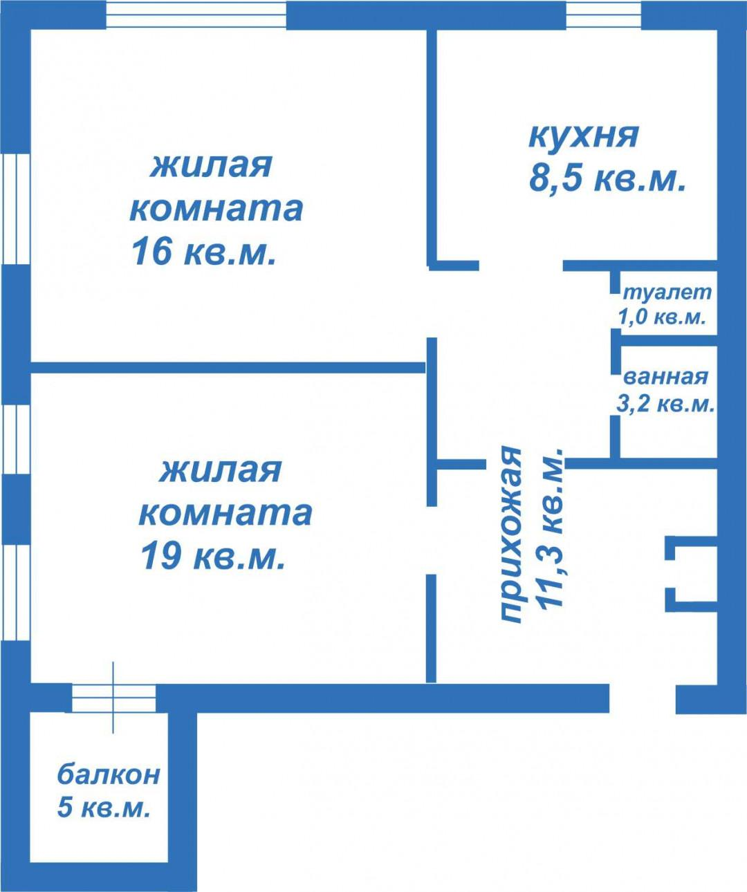 2-комнатная 62.2 м2 в ЖК undefined корпус null этаж 2