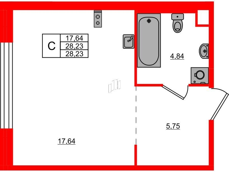Студия 28 м2 в ЖК PLUS Пулковский корпус null этаж 1