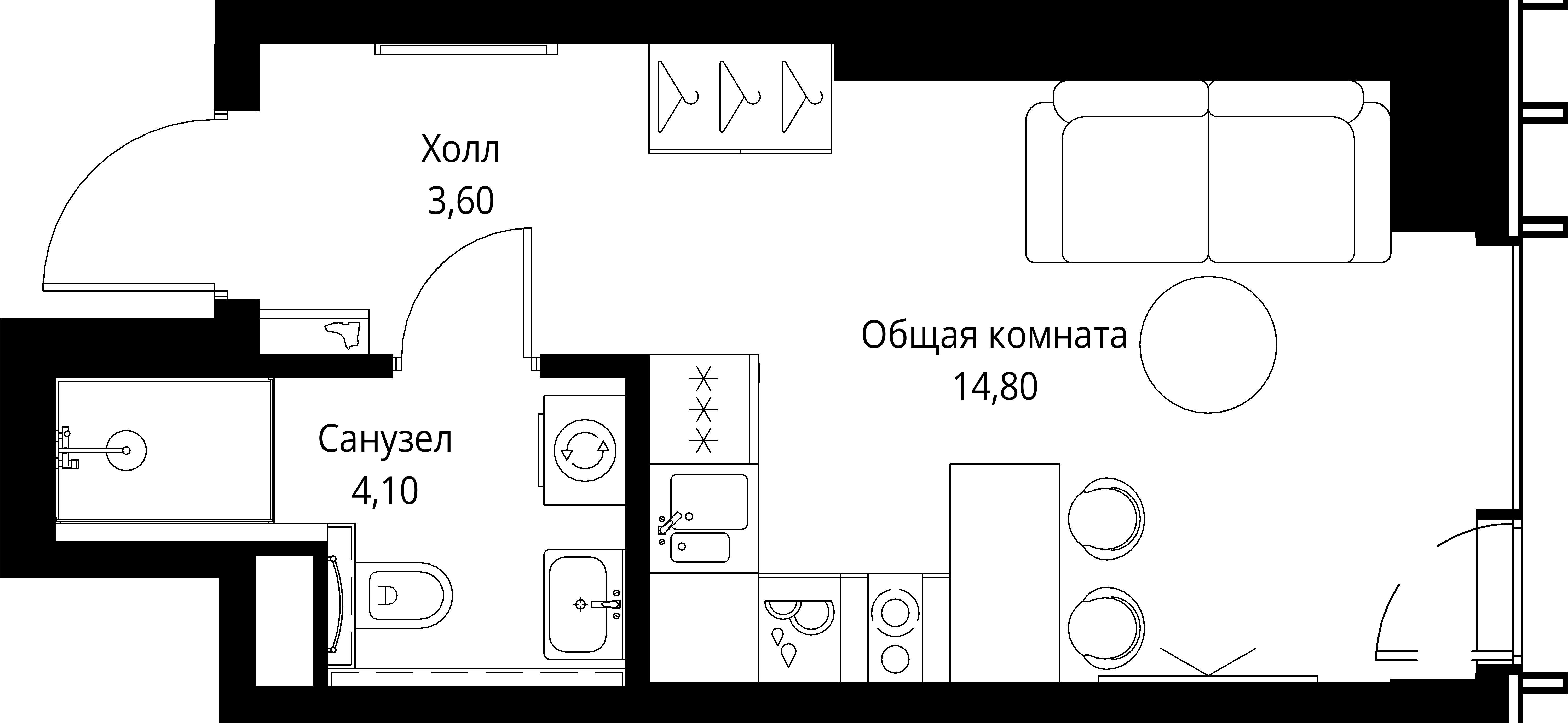 Студия 22 м2 в ЖК ВЕЕР корпус null этаж 5
