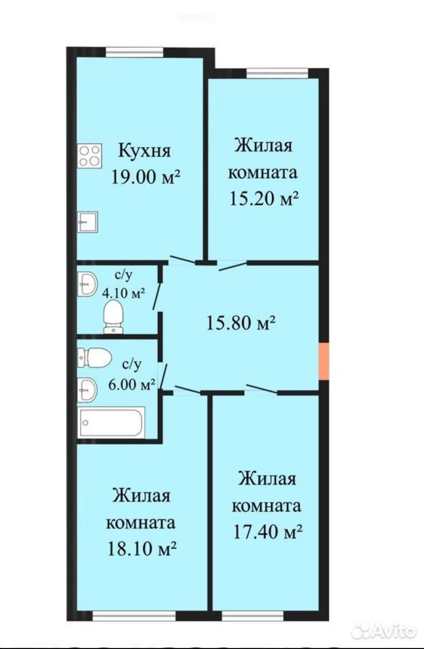 3-комнатная 93.3 м2 в ЖК undefined корпус null этаж 3