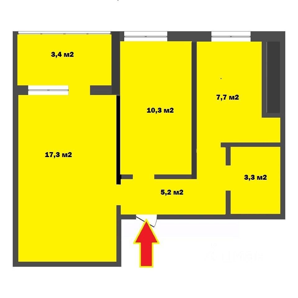 2-комнатная 44 м2 в ЖК undefined корпус null этаж 5